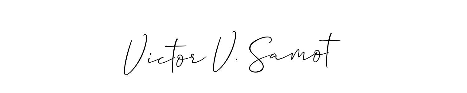 How to make Victor V. Samot signature? Allison_Script is a professional autograph style. Create handwritten signature for Victor V. Samot name. Victor V. Samot signature style 2 images and pictures png