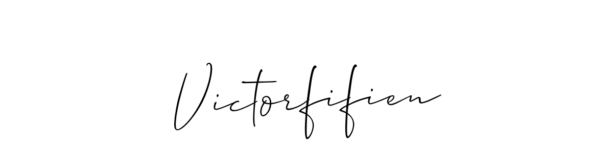 Allison_Script is a professional signature style that is perfect for those who want to add a touch of class to their signature. It is also a great choice for those who want to make their signature more unique. Get Victorfifien name to fancy signature for free. Victorfifien signature style 2 images and pictures png