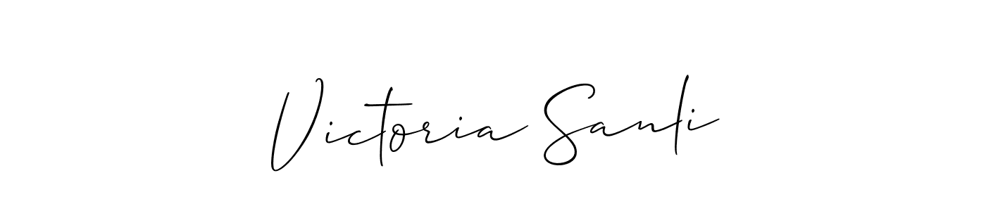 Check out images of Autograph of Victoria Sanli name. Actor Victoria Sanli Signature Style. Allison_Script is a professional sign style online. Victoria Sanli signature style 2 images and pictures png