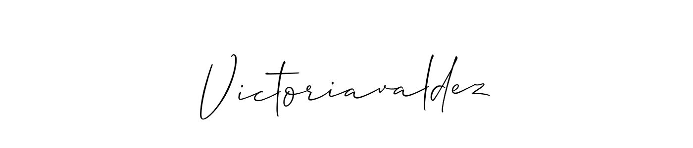 The best way (Allison_Script) to make a short signature is to pick only two or three words in your name. The name Victoriavaldez include a total of six letters. For converting this name. Victoriavaldez signature style 2 images and pictures png