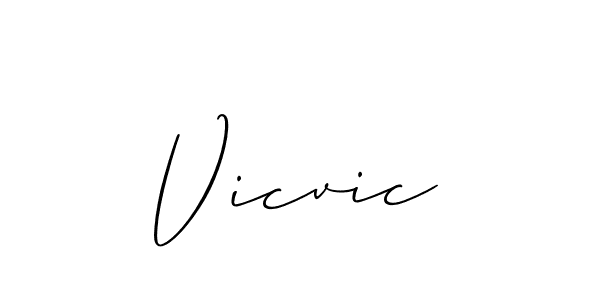 How to make Vicvic name signature. Use Allison_Script style for creating short signs online. This is the latest handwritten sign. Vicvic signature style 2 images and pictures png