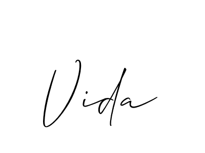 Design your own signature with our free online signature maker. With this signature software, you can create a handwritten (Allison_Script) signature for name Vida. Vida signature style 2 images and pictures png