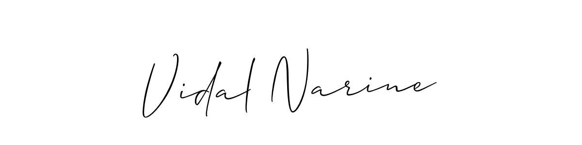 This is the best signature style for the Vidal Narine name. Also you like these signature font (Allison_Script). Mix name signature. Vidal Narine signature style 2 images and pictures png