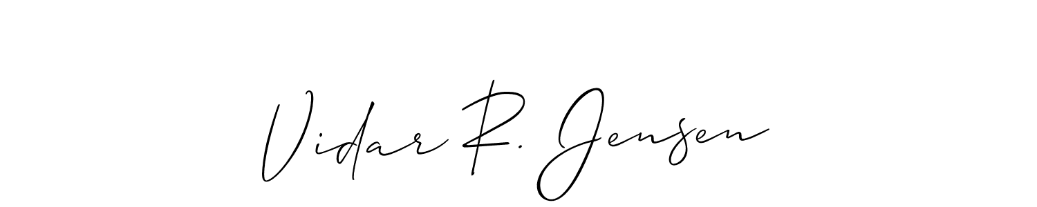 It looks lik you need a new signature style for name Vidar R. Jensen. Design unique handwritten (Allison_Script) signature with our free signature maker in just a few clicks. Vidar R. Jensen signature style 2 images and pictures png