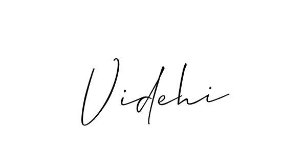 Design your own signature with our free online signature maker. With this signature software, you can create a handwritten (Allison_Script) signature for name Videhi. Videhi signature style 2 images and pictures png
