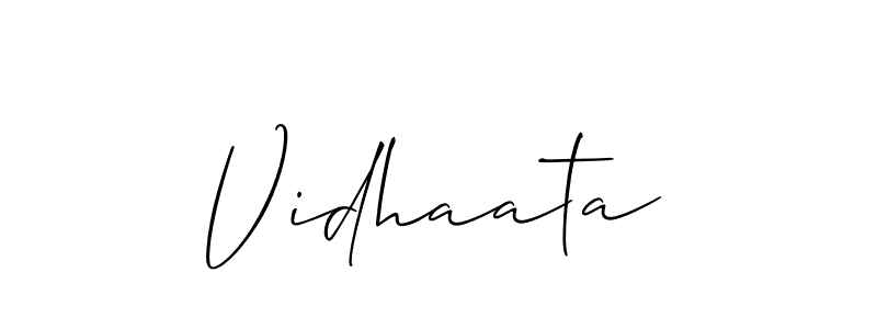 Create a beautiful signature design for name Vidhaata. With this signature (Allison_Script) fonts, you can make a handwritten signature for free. Vidhaata signature style 2 images and pictures png