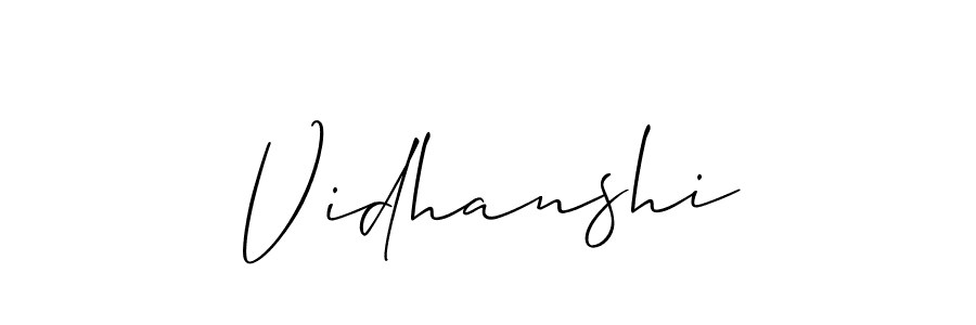 Allison_Script is a professional signature style that is perfect for those who want to add a touch of class to their signature. It is also a great choice for those who want to make their signature more unique. Get Vidhanshi name to fancy signature for free. Vidhanshi signature style 2 images and pictures png