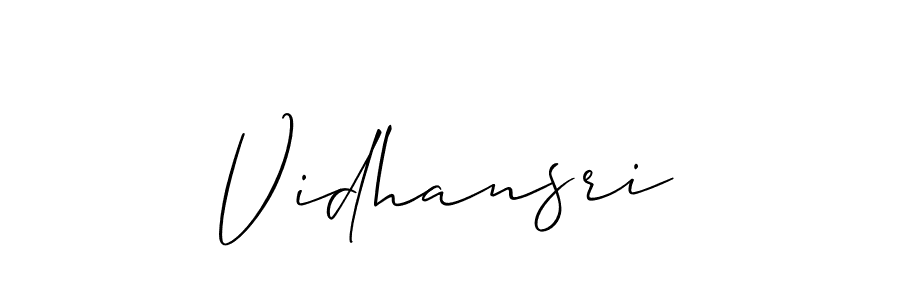 Use a signature maker to create a handwritten signature online. With this signature software, you can design (Allison_Script) your own signature for name Vidhansri. Vidhansri signature style 2 images and pictures png
