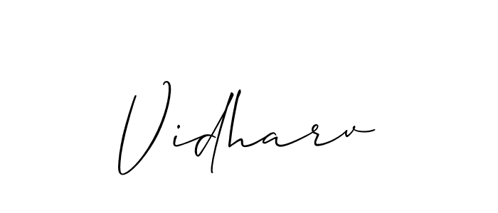 Use a signature maker to create a handwritten signature online. With this signature software, you can design (Allison_Script) your own signature for name Vidharv. Vidharv signature style 2 images and pictures png