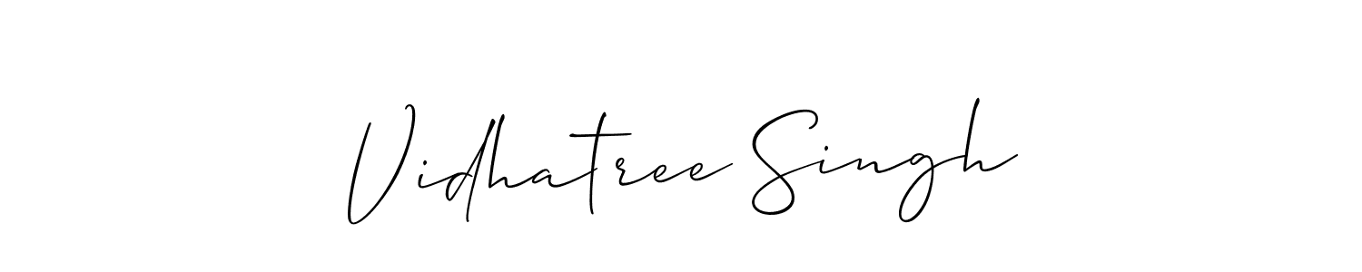 Create a beautiful signature design for name Vidhatree Singh. With this signature (Allison_Script) fonts, you can make a handwritten signature for free. Vidhatree Singh signature style 2 images and pictures png
