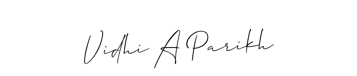 Vidhi A Parikh stylish signature style. Best Handwritten Sign (Allison_Script) for my name. Handwritten Signature Collection Ideas for my name Vidhi A Parikh. Vidhi A Parikh signature style 2 images and pictures png