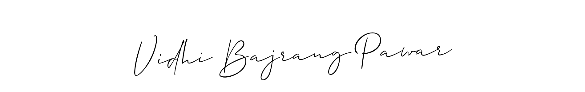 How to make Vidhi Bajrang Pawar name signature. Use Allison_Script style for creating short signs online. This is the latest handwritten sign. Vidhi Bajrang Pawar signature style 2 images and pictures png