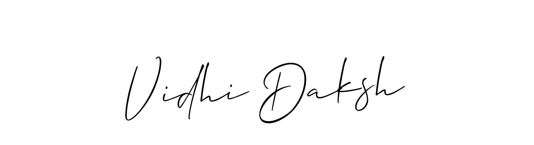 How to make Vidhi Daksh name signature. Use Allison_Script style for creating short signs online. This is the latest handwritten sign. Vidhi Daksh signature style 2 images and pictures png