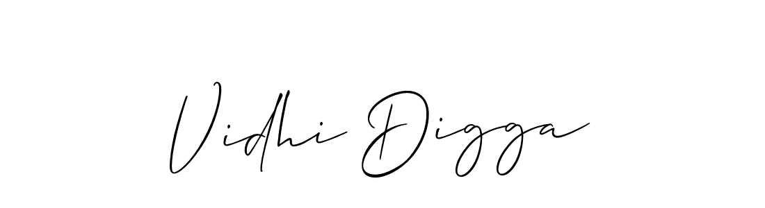 Make a beautiful signature design for name Vidhi Digga. With this signature (Allison_Script) style, you can create a handwritten signature for free. Vidhi Digga signature style 2 images and pictures png