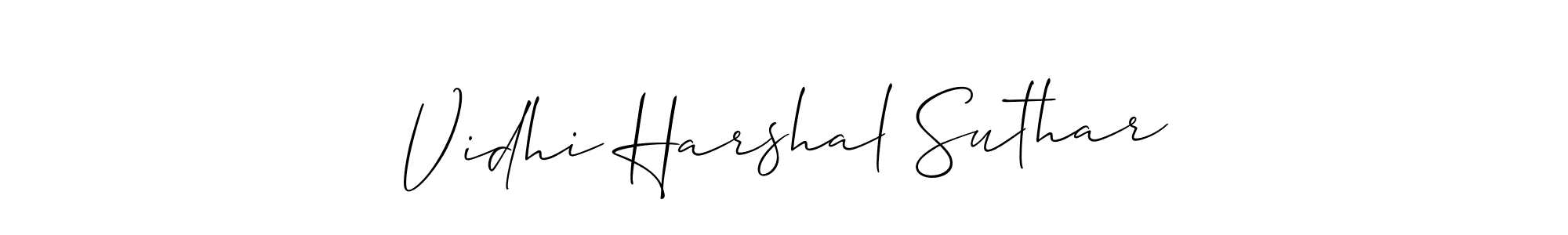 Make a short Vidhi Harshal Suthar signature style. Manage your documents anywhere anytime using Allison_Script. Create and add eSignatures, submit forms, share and send files easily. Vidhi Harshal Suthar signature style 2 images and pictures png