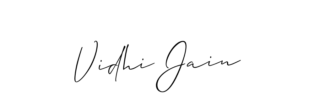 The best way (Allison_Script) to make a short signature is to pick only two or three words in your name. The name Vidhi Jain include a total of six letters. For converting this name. Vidhi Jain signature style 2 images and pictures png