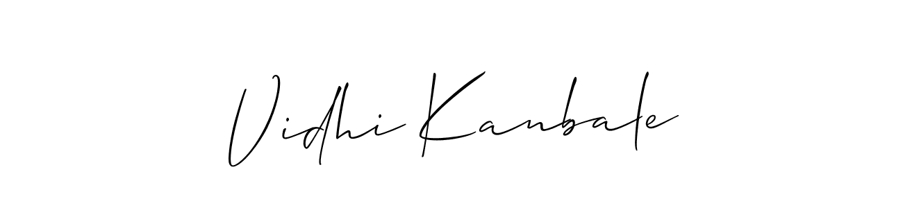 You should practise on your own different ways (Allison_Script) to write your name (Vidhi Kanbale) in signature. don't let someone else do it for you. Vidhi Kanbale signature style 2 images and pictures png