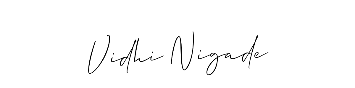 Also we have Vidhi Nigade name is the best signature style. Create professional handwritten signature collection using Allison_Script autograph style. Vidhi Nigade signature style 2 images and pictures png