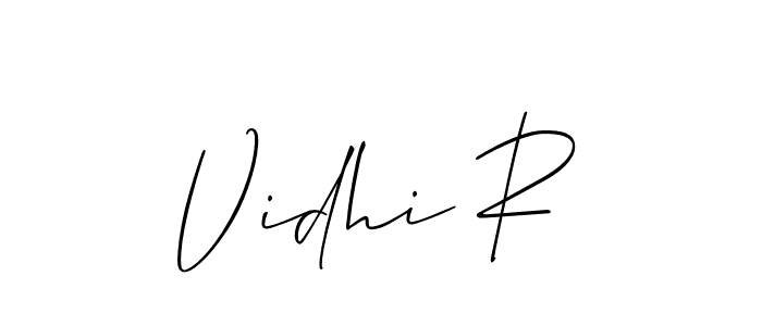 Create a beautiful signature design for name Vidhi R. With this signature (Allison_Script) fonts, you can make a handwritten signature for free. Vidhi R signature style 2 images and pictures png