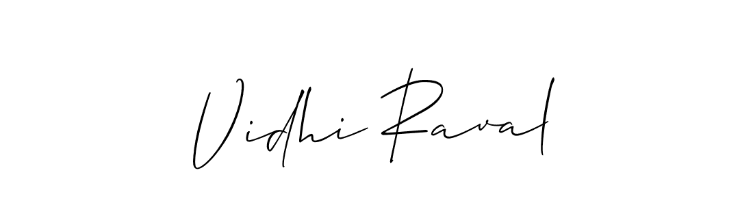 The best way (Allison_Script) to make a short signature is to pick only two or three words in your name. The name Vidhi Raval include a total of six letters. For converting this name. Vidhi Raval signature style 2 images and pictures png