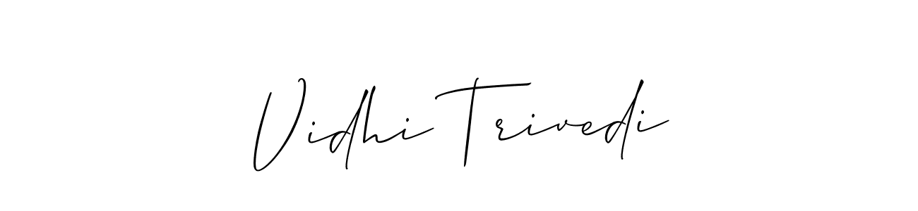 Allison_Script is a professional signature style that is perfect for those who want to add a touch of class to their signature. It is also a great choice for those who want to make their signature more unique. Get Vidhi Trivedi name to fancy signature for free. Vidhi Trivedi signature style 2 images and pictures png