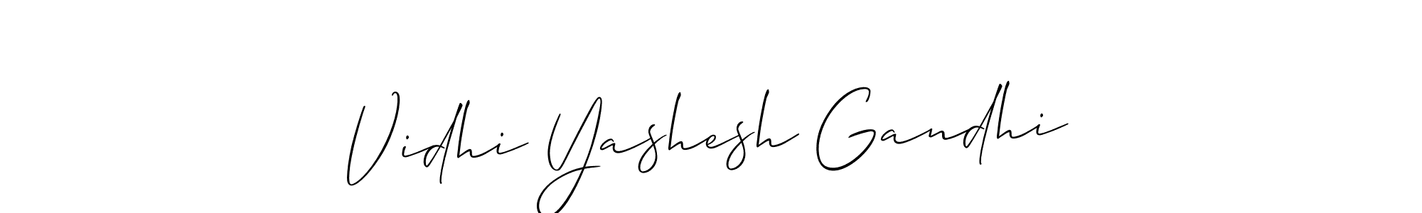 This is the best signature style for the Vidhi Yashesh Gandhi name. Also you like these signature font (Allison_Script). Mix name signature. Vidhi Yashesh Gandhi signature style 2 images and pictures png
