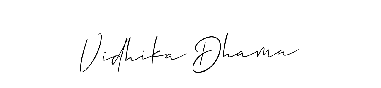 How to make Vidhika Dhama signature? Allison_Script is a professional autograph style. Create handwritten signature for Vidhika Dhama name. Vidhika Dhama signature style 2 images and pictures png