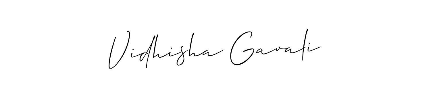 This is the best signature style for the Vidhisha Gavali name. Also you like these signature font (Allison_Script). Mix name signature. Vidhisha Gavali signature style 2 images and pictures png