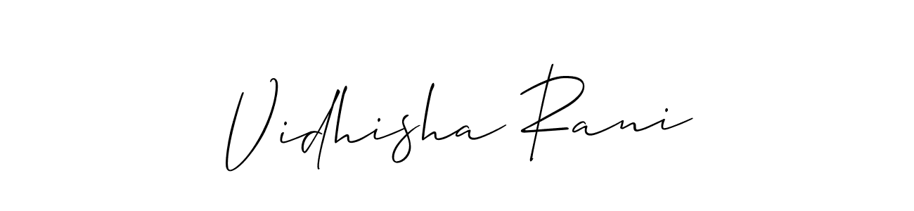 Allison_Script is a professional signature style that is perfect for those who want to add a touch of class to their signature. It is also a great choice for those who want to make their signature more unique. Get Vidhisha Rani name to fancy signature for free. Vidhisha Rani signature style 2 images and pictures png