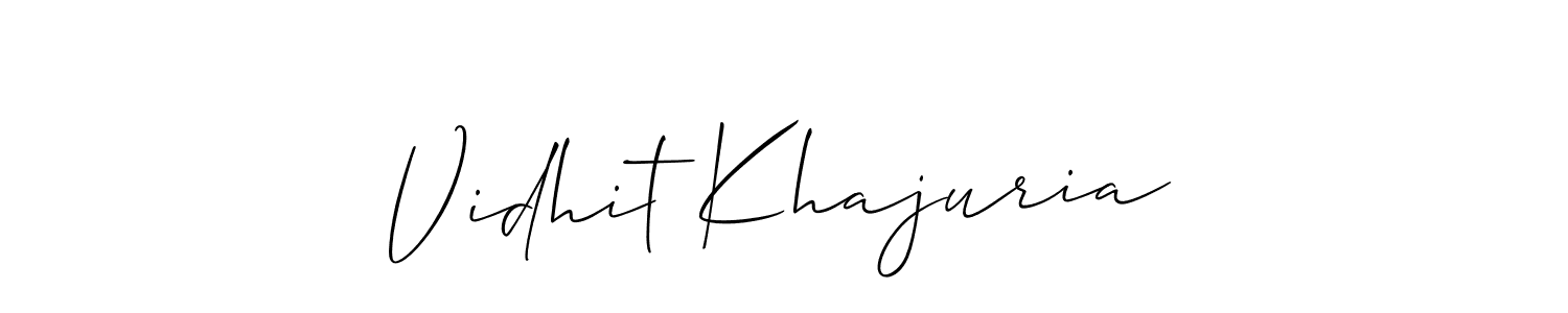 Make a beautiful signature design for name Vidhit Khajuria. With this signature (Allison_Script) style, you can create a handwritten signature for free. Vidhit Khajuria signature style 2 images and pictures png