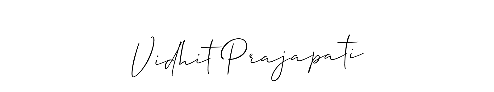 You should practise on your own different ways (Allison_Script) to write your name (Vidhit Prajapati) in signature. don't let someone else do it for you. Vidhit Prajapati signature style 2 images and pictures png