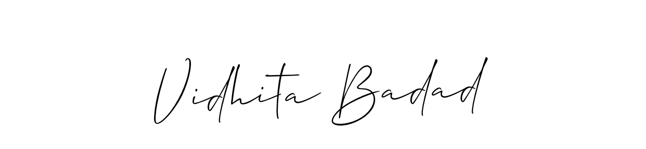It looks lik you need a new signature style for name Vidhita Badad. Design unique handwritten (Allison_Script) signature with our free signature maker in just a few clicks. Vidhita Badad signature style 2 images and pictures png