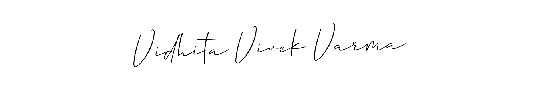 Also You can easily find your signature by using the search form. We will create Vidhita Vivek Varma name handwritten signature images for you free of cost using Allison_Script sign style. Vidhita Vivek Varma signature style 2 images and pictures png