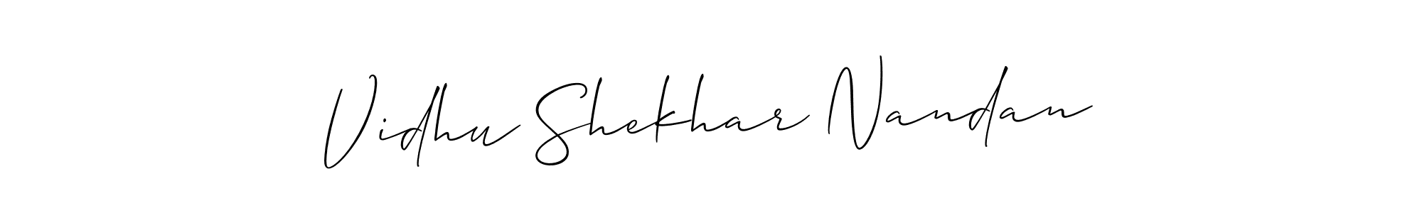 You should practise on your own different ways (Allison_Script) to write your name (Vidhu Shekhar Nandan) in signature. don't let someone else do it for you. Vidhu Shekhar Nandan signature style 2 images and pictures png
