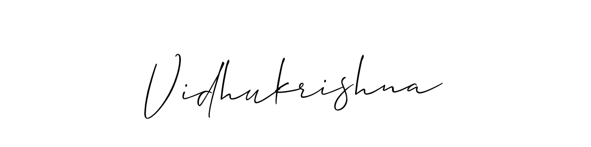 Create a beautiful signature design for name Vidhukrishna. With this signature (Allison_Script) fonts, you can make a handwritten signature for free. Vidhukrishna signature style 2 images and pictures png