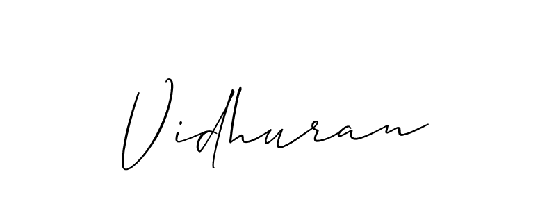 if you are searching for the best signature style for your name Vidhuran. so please give up your signature search. here we have designed multiple signature styles  using Allison_Script. Vidhuran signature style 2 images and pictures png