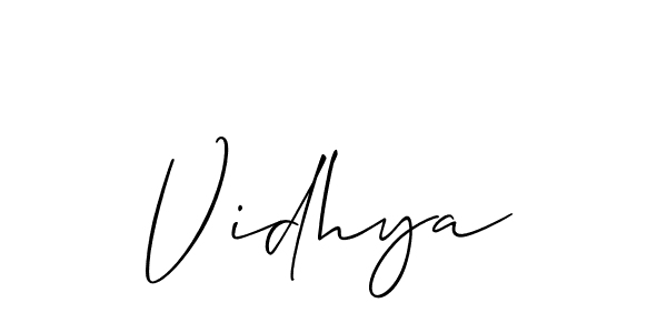 The best way (Allison_Script) to make a short signature is to pick only two or three words in your name. The name Vidhya include a total of six letters. For converting this name. Vidhya signature style 2 images and pictures png