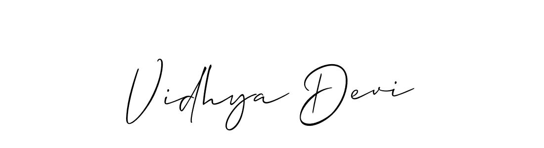 Make a beautiful signature design for name Vidhya Devi. With this signature (Allison_Script) style, you can create a handwritten signature for free. Vidhya Devi signature style 2 images and pictures png