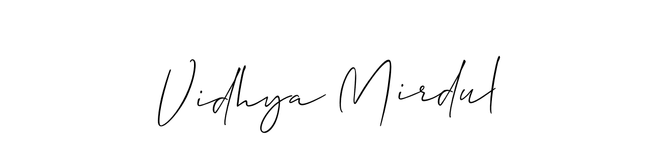 It looks lik you need a new signature style for name Vidhya Mirdul. Design unique handwritten (Allison_Script) signature with our free signature maker in just a few clicks. Vidhya Mirdul signature style 2 images and pictures png