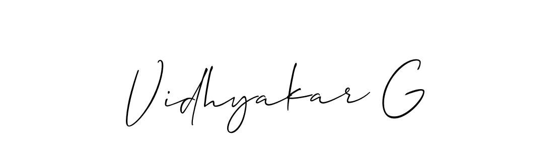 Design your own signature with our free online signature maker. With this signature software, you can create a handwritten (Allison_Script) signature for name Vidhyakar G. Vidhyakar G signature style 2 images and pictures png