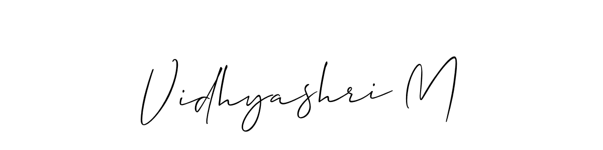 It looks lik you need a new signature style for name Vidhyashri M. Design unique handwritten (Allison_Script) signature with our free signature maker in just a few clicks. Vidhyashri M signature style 2 images and pictures png