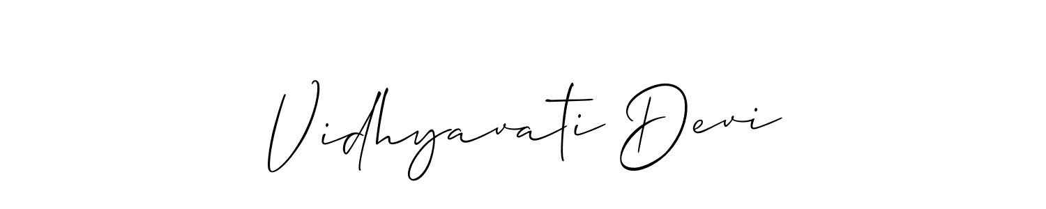 You should practise on your own different ways (Allison_Script) to write your name (Vidhyavati Devi) in signature. don't let someone else do it for you. Vidhyavati Devi signature style 2 images and pictures png