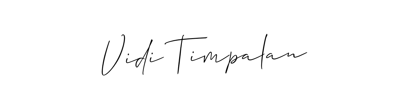 Vidi Timpalan stylish signature style. Best Handwritten Sign (Allison_Script) for my name. Handwritten Signature Collection Ideas for my name Vidi Timpalan. Vidi Timpalan signature style 2 images and pictures png