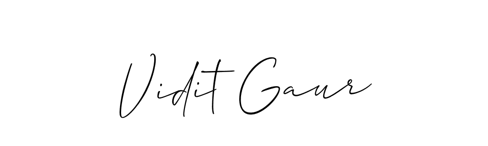 Create a beautiful signature design for name Vidit Gaur. With this signature (Allison_Script) fonts, you can make a handwritten signature for free. Vidit Gaur signature style 2 images and pictures png