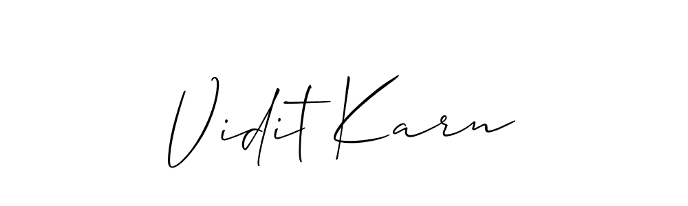 Make a beautiful signature design for name Vidit Karn. With this signature (Allison_Script) style, you can create a handwritten signature for free. Vidit Karn signature style 2 images and pictures png