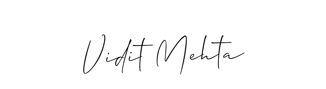 Make a beautiful signature design for name Vidit Mehta. With this signature (Allison_Script) style, you can create a handwritten signature for free. Vidit Mehta signature style 2 images and pictures png