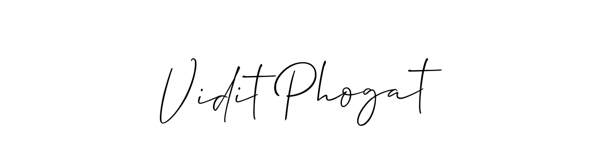 The best way (Allison_Script) to make a short signature is to pick only two or three words in your name. The name Vidit Phogat include a total of six letters. For converting this name. Vidit Phogat signature style 2 images and pictures png