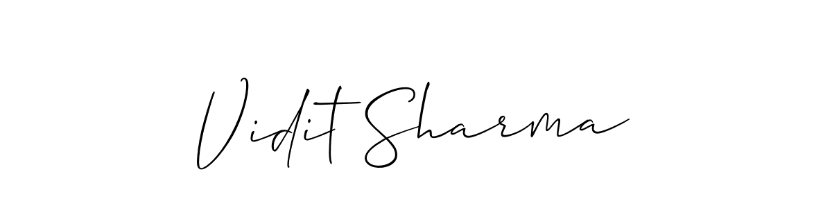 How to make Vidit Sharma name signature. Use Allison_Script style for creating short signs online. This is the latest handwritten sign. Vidit Sharma signature style 2 images and pictures png