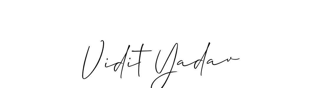 Also You can easily find your signature by using the search form. We will create Vidit Yadav name handwritten signature images for you free of cost using Allison_Script sign style. Vidit Yadav signature style 2 images and pictures png