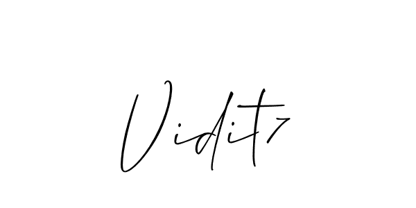 The best way (Allison_Script) to make a short signature is to pick only two or three words in your name. The name Vidit7 include a total of six letters. For converting this name. Vidit7 signature style 2 images and pictures png